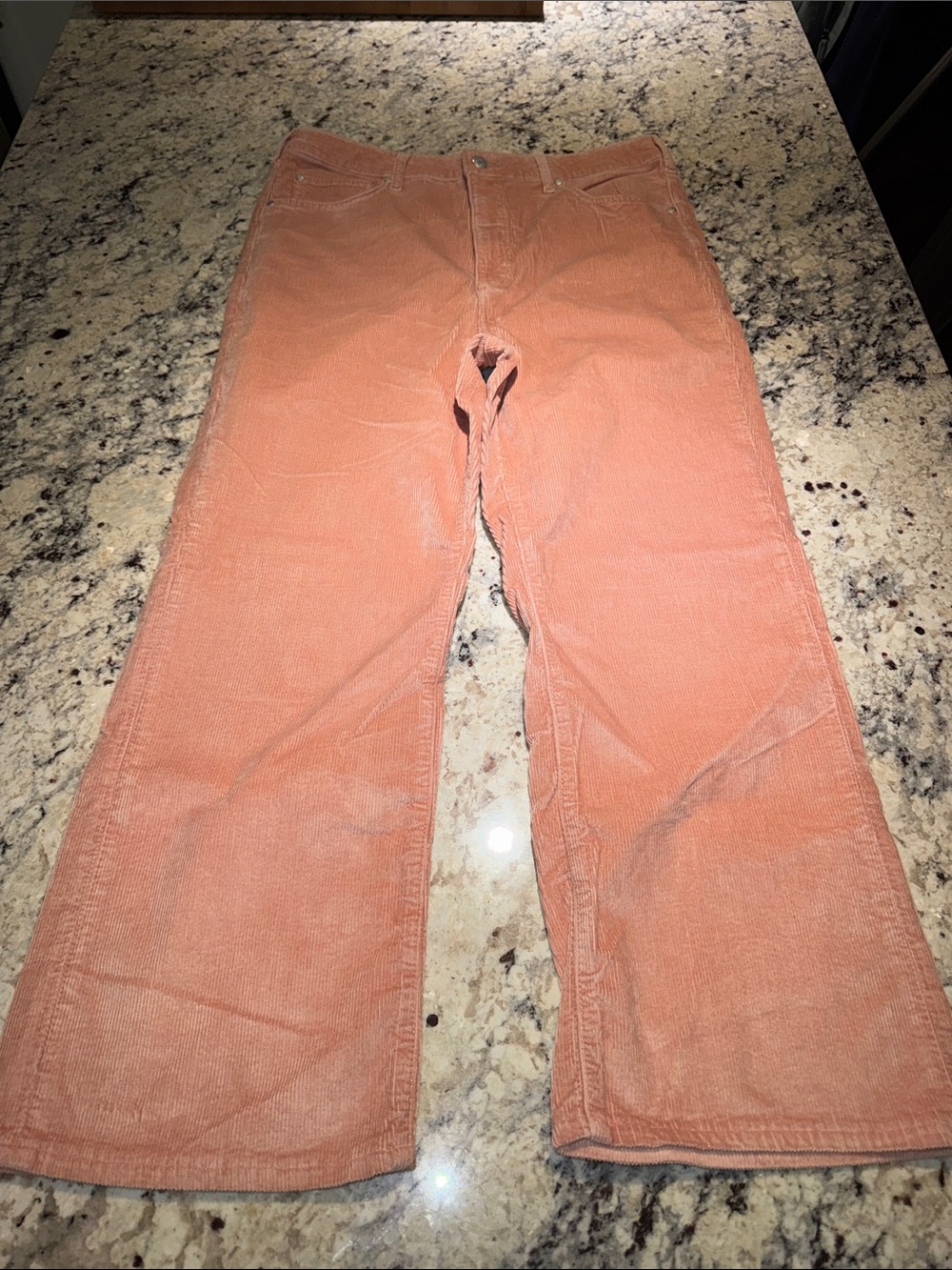 Pilcro by Anthropologie Corduroy Wide-Leg Pants in Dusty Peach
